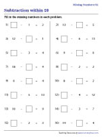 Finding the Missing Numbers - Horizontal