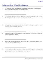 2-Digit Subtraction Word Problems Worksheets