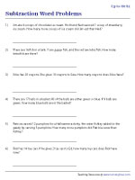 Subtraction Within 20 Word Problems Worksheets