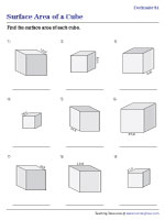 Surface Area of Cubes with Decimal Side Lengths - Customary