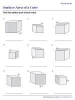Surface Area of Cubes with Fractional Side Lengths - Customary