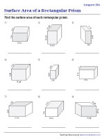 Surface Area of a Rectangular Prism - Integers - Easy - Customary