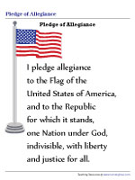 Pledge of Allegiance Worksheets