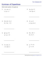 Systems Of Linear Equations Worksheets