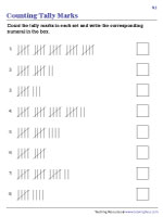 Counting Tally Marks Worksheets