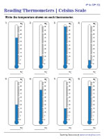 Reading Thermometers in the Celsius Scale - 0° to 50°