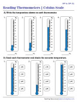 Reading Thermometers in the Celsius Scale -50° to 50°