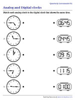 Matching Analog and Digital Clocks - Quarters and 5 Minutes
