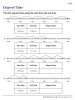 Reading Number Lines to Find the Elapsed Time - Level 2