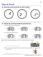 Writing Time in Words - Minutes past or Minutes to the Hour