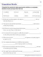 Choosing Correct Transition Words to Add Information or Emphasis