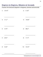 Degrees to Degrees, Minutes, and Seconds | Worksheet #2