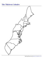 Blank Map of the Thirteen Colonies