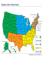 The Five Regions and Their States Chart