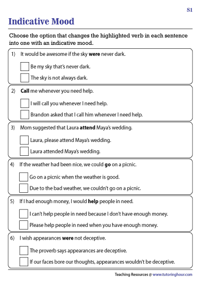 The Indicative Verb Mood