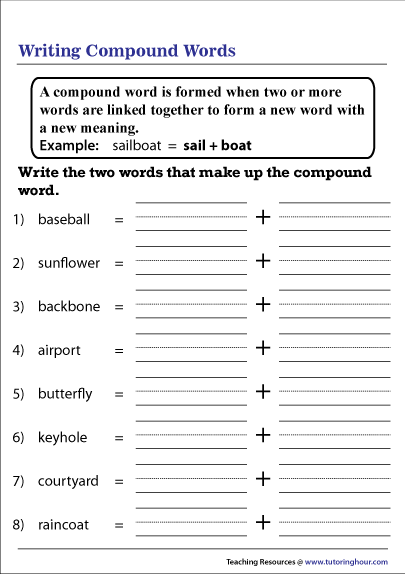 Compound Words For Kids 3rd Grade