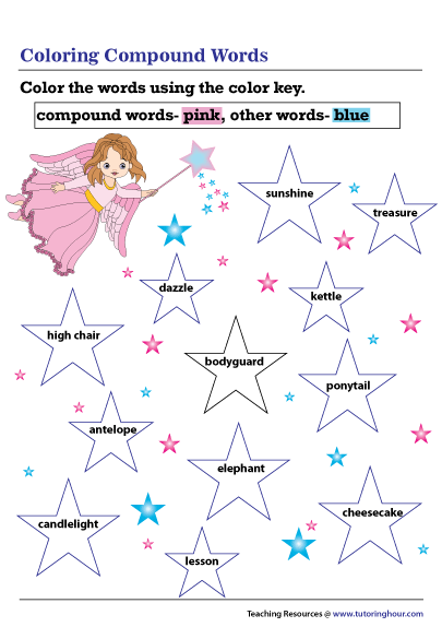 Coloring Compound Words Worksheet