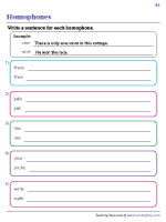 Writing Sentences Using Homophones