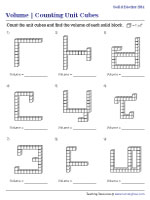 Volume of Solid Blocks - Unit Cubes - Easy - Customary