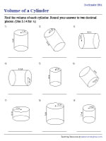 Volume of a Cylinder - Decimals - Easy - Customary