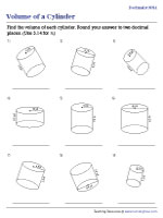 Volume of a Cylinder - Decimals - Moderate - Customary