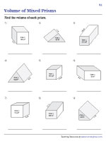 Finding the Volume of Prisms Using Base Area - Integers - Customary