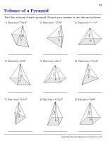 Volume of a Pyramid Worksheets