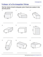 Finding Volume of Rectangular Prisms - Sides - Decimals - Customary