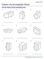 Finding Volume of Rectangular Prisms - Using Side Lengths - Easy - Customary