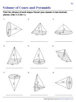 Volume of Cones and Pyramids - Integers - Customary