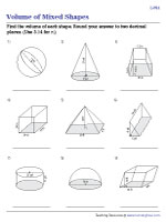 Find the Volume of Mixed Shapes - Level 2 - Integers - Customary