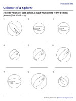 Volume of a Sphere - Decimals - Easy - Customary