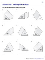 Volume of a Triangular Prism Worksheets