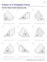 Volume of Triangular Prisms Worksheets
