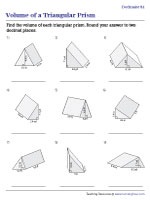 Volume of Triangular Prisms - Decimals - Customary
