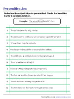 Personification Worksheets