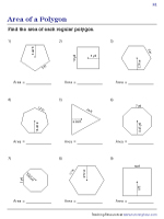Apothem of Polygons Using Area Worksheets