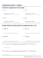 Supplementary Angles Worksheets