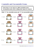 Countable and Uncountable Nouns Worksheet