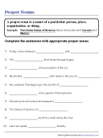 Proper Noun Worksheets