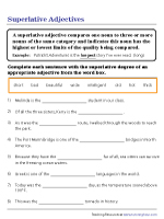 Comparative and Superlative Adjectives Worksheets