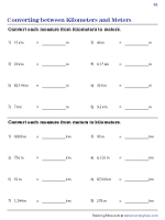 Metric Unit Conversion Worksheets