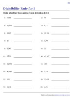 Divisibility Rule for 3 Worksheets