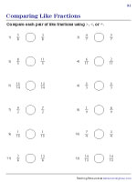 Comparing Fractions | Like Denominators Worksheets