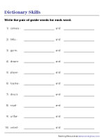 Dictionary Skills Worksheets