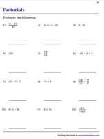 Factorial Worksheets