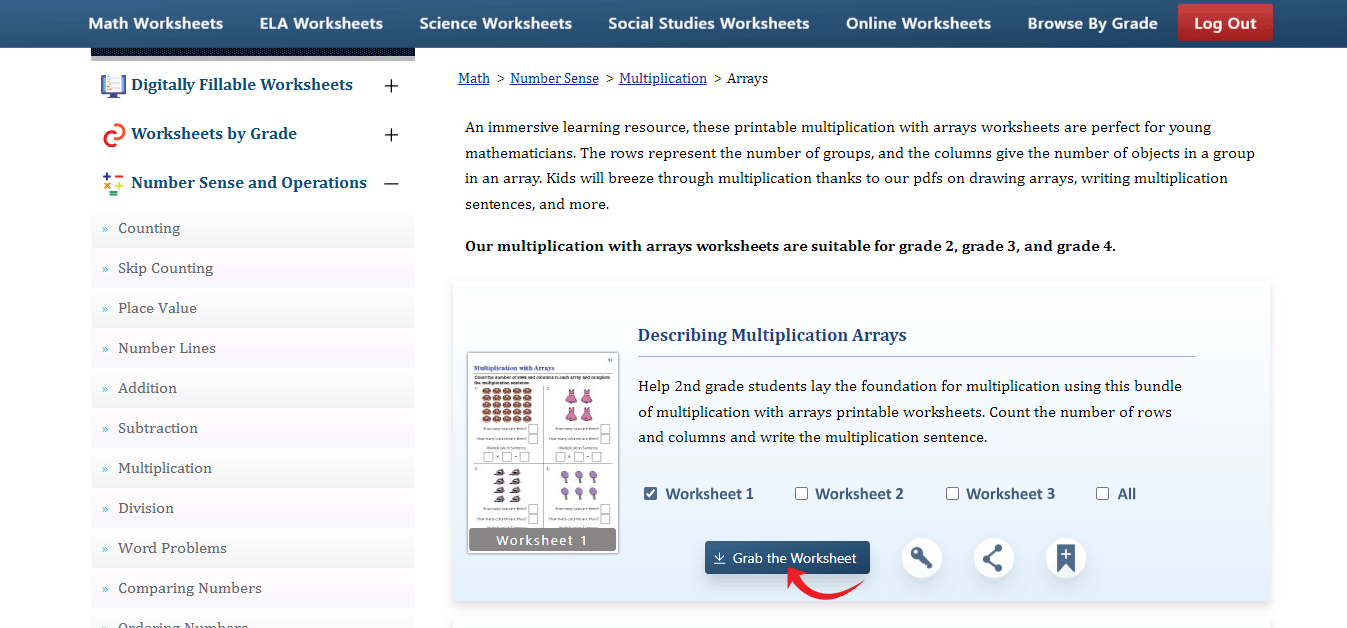 Click Grab the Worksheet