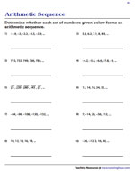 Arithmetic Sequence Worksheets