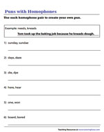 Puns Worksheets