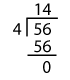 Dividing 56 by 4 - no remainder